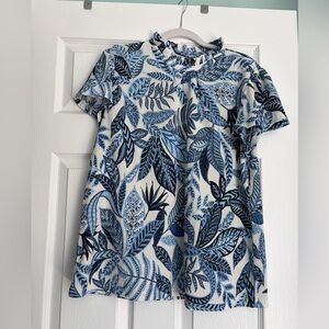 Ann Taylor Blue and White Patterned Top